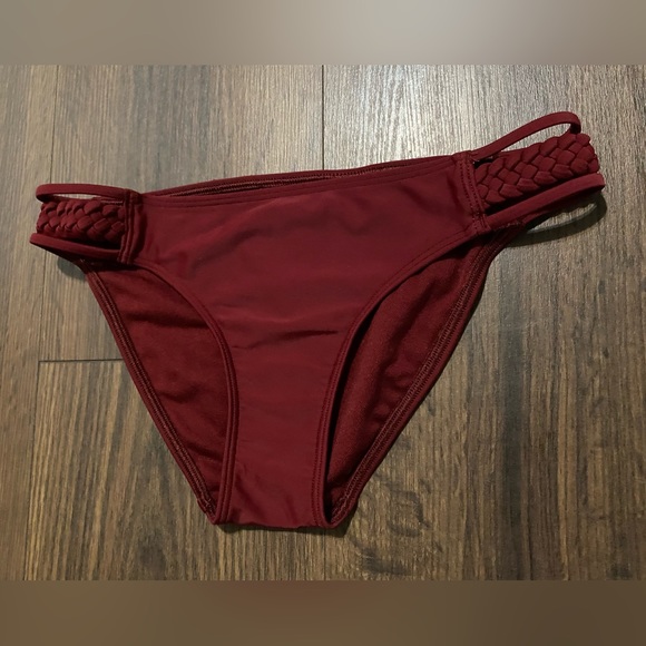 Junior’s Hollister Burgundy Braided Waist Swim Bottom XS - Picture 3 of 9